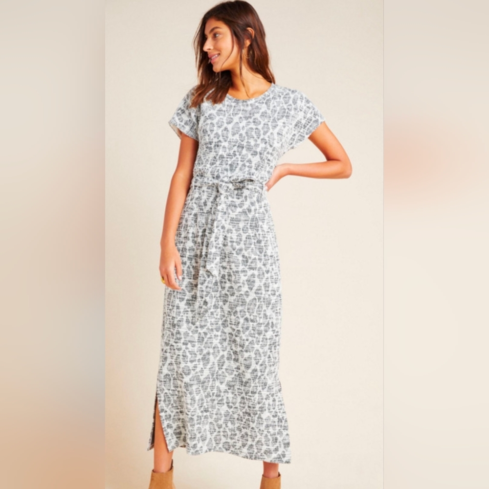 Dolan Taleen Textured Midi Dress Leopard Gray and White Midi Dress Medium
